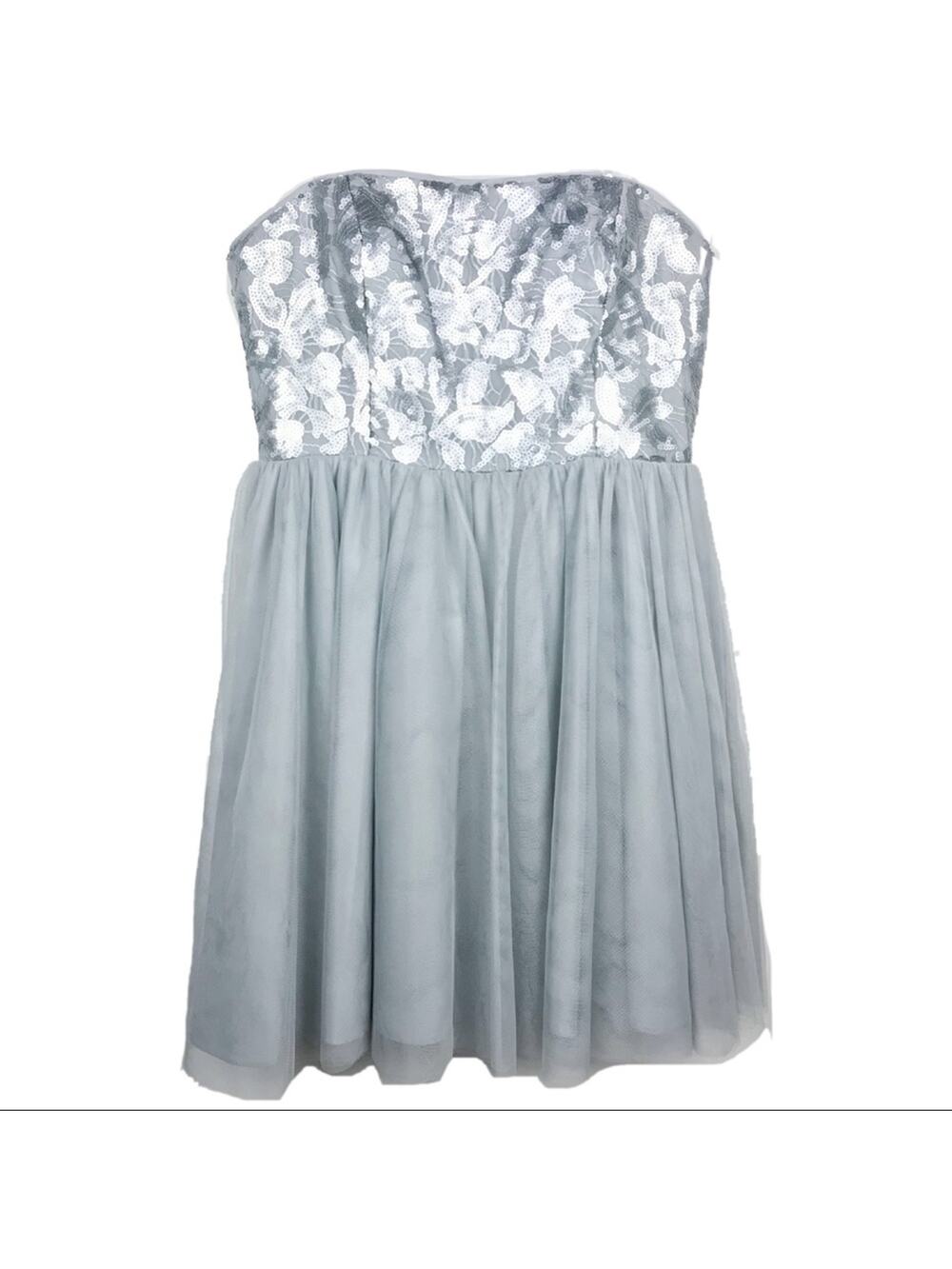 Aidan Mattox Silver Sequin Tulle Dress Sz 12